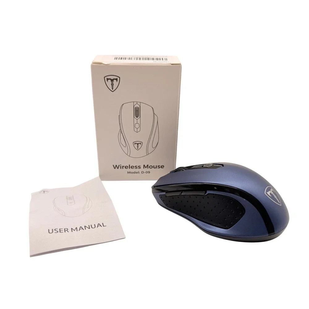 Wireless Mouse D-09 Blue Ergonomic Optical Laptop Computer Accessory Portable